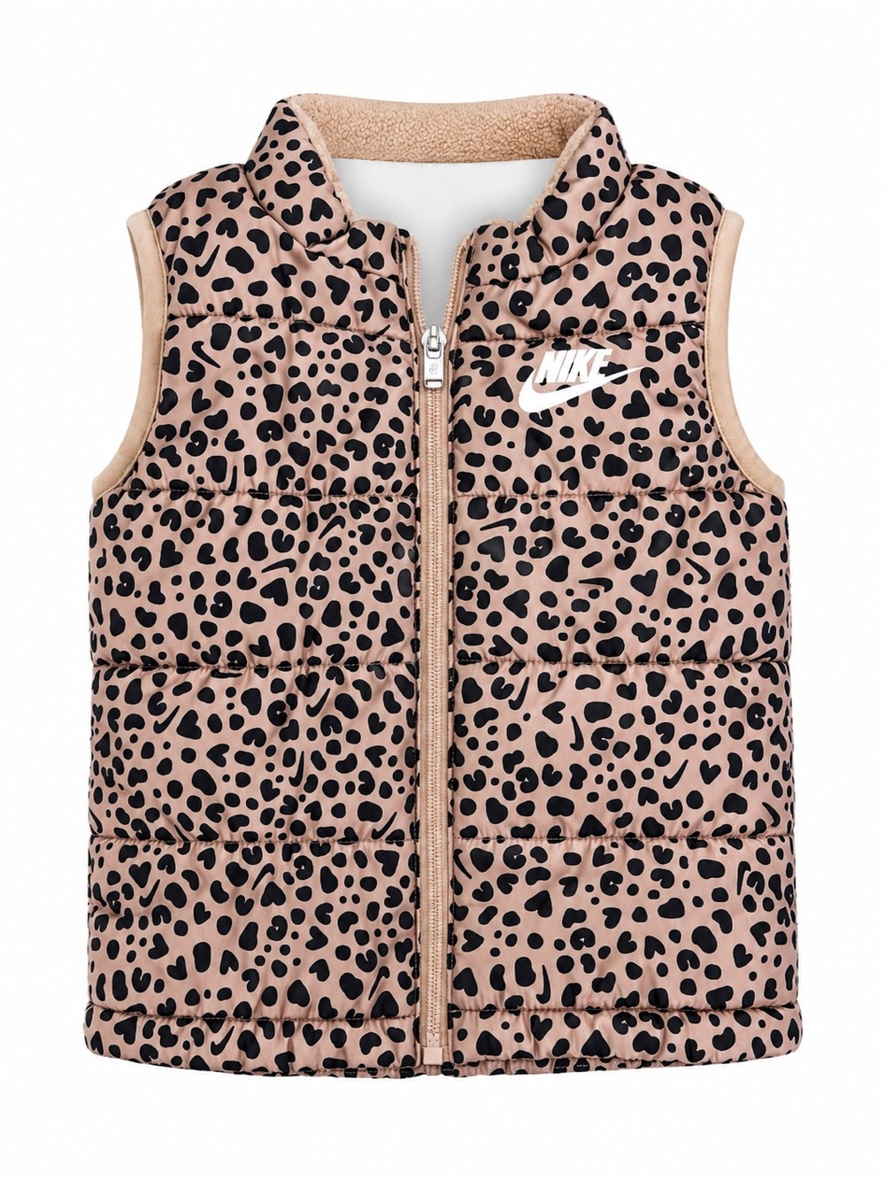 Nike Toddler 2T / 24M Leopard Heart Puffer Vest Zip Up